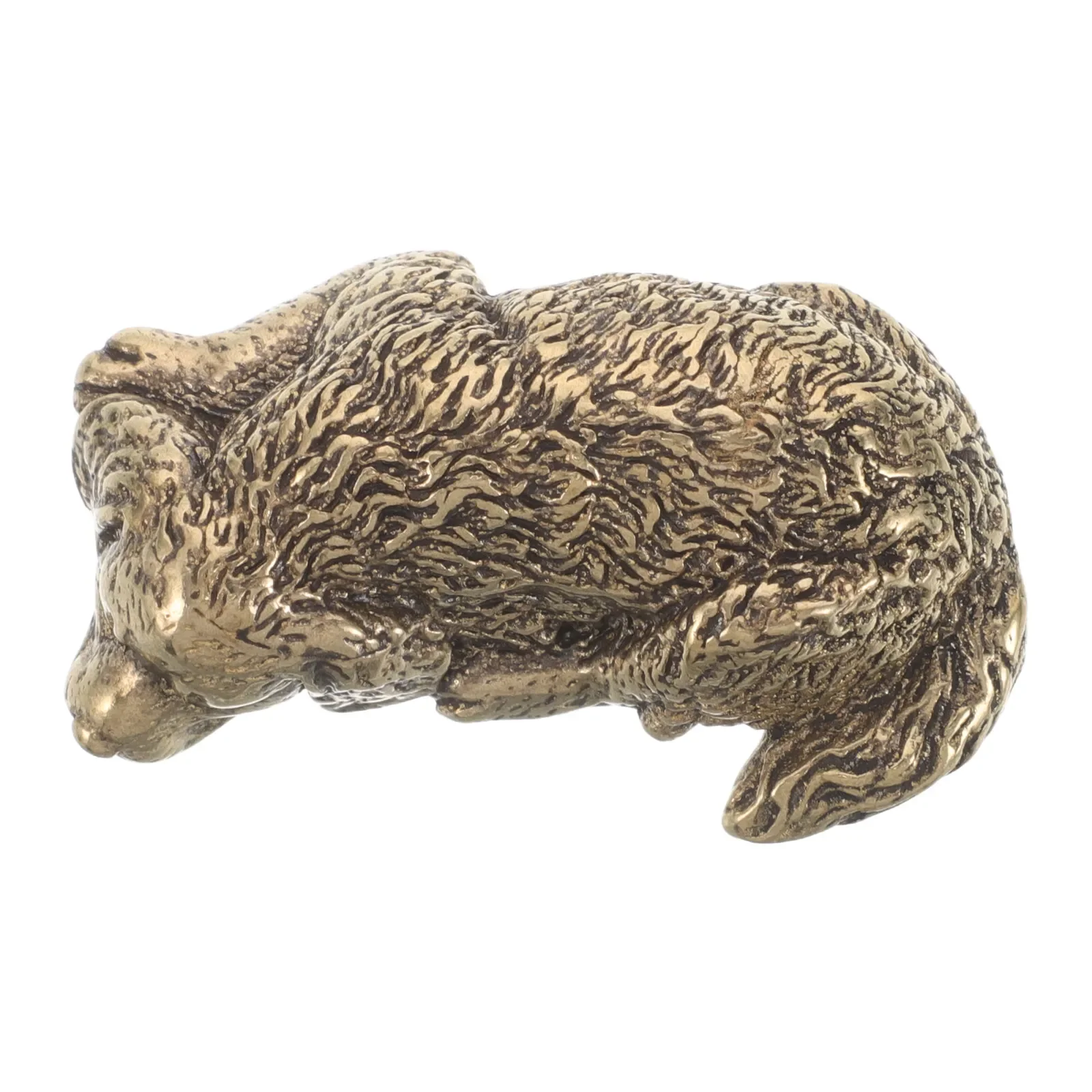 Mini Brass Golden Retriever Dog Statue 2x1.2x0.4 Inch Realistic Animal Sculpture Desktop Home Office Decor Vintage Metal Animal
