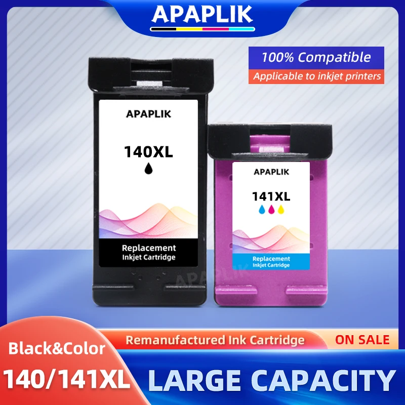 APAPLIK Replacement for hp 140XL 141XL Ink Cartridge for HP 140 141 HP140 for Photosmart C4583 C4283 C4483 C5283 Printer