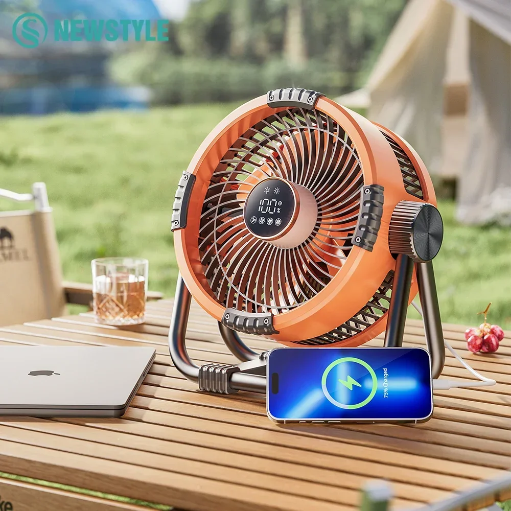 Camping Fan 20000mAh Rechargeable Outdoor Camping Circulator Wireless Camping Ceiling with LED Light and Remote Control Amagi