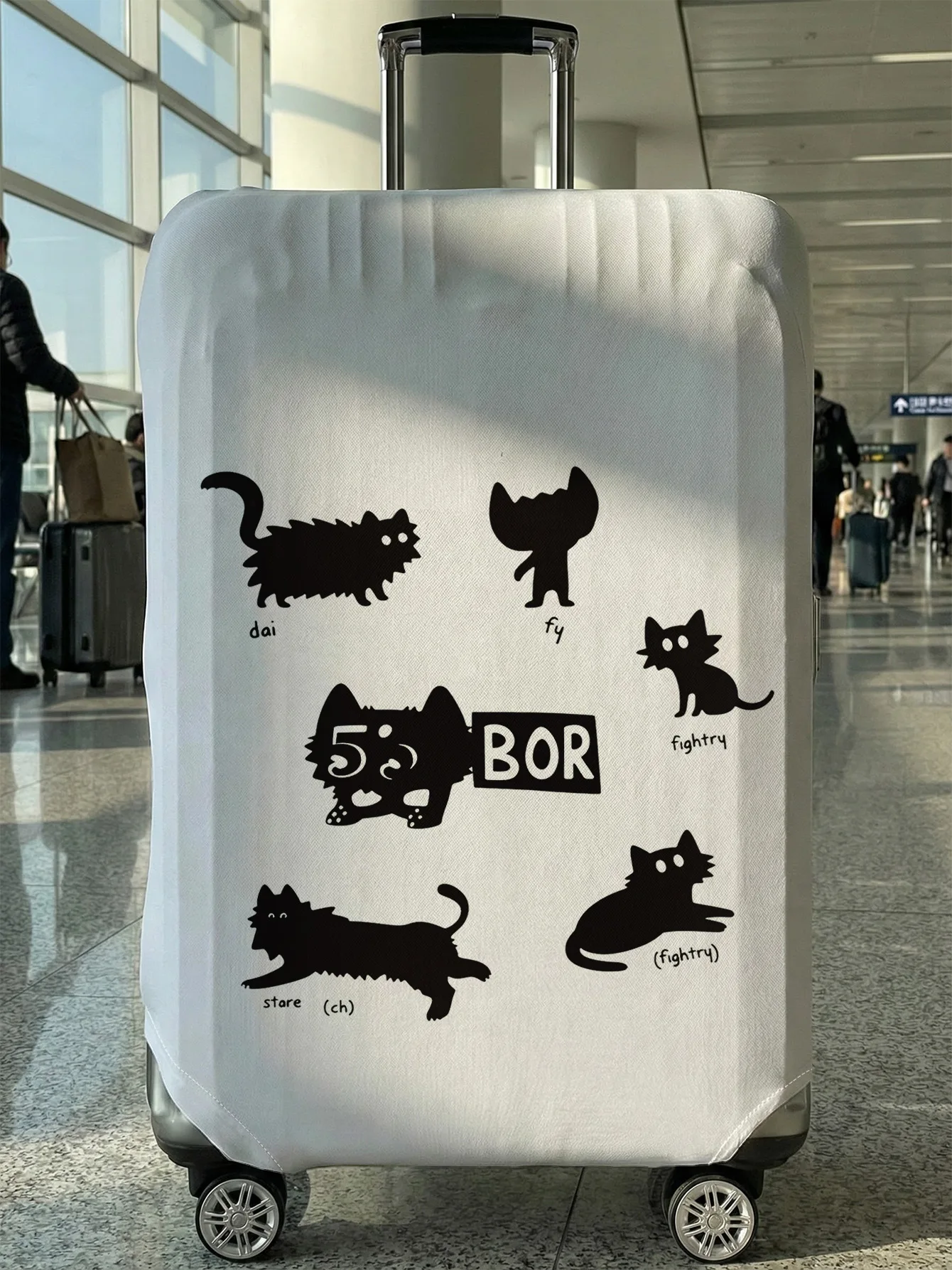 

Cartoon Black Cat Silhouette Print Luggage Cover, Suitable for 18-32 Inch Luggage Cover, Luggage Handle Glove, Travel Accessorie