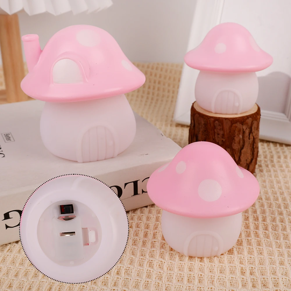 Mini LED Luminous Mushroom Night Light Toys Portable Children\'s Bedroom Bedside Desk Luminous Atmosphere Ghost Night Lamp Decor