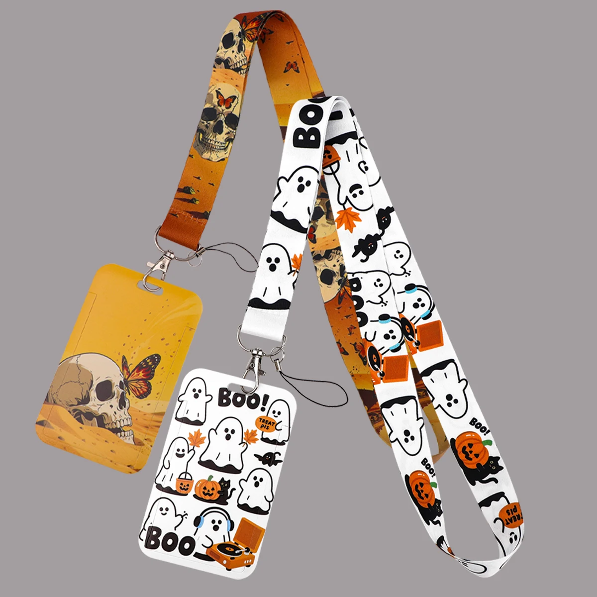 

Ghost Lanyards For Keys Skeleton Neck Strap ID Credit Card Cell Phone Strap Badge Holder Hang Rope Keychain Halloween Gifts