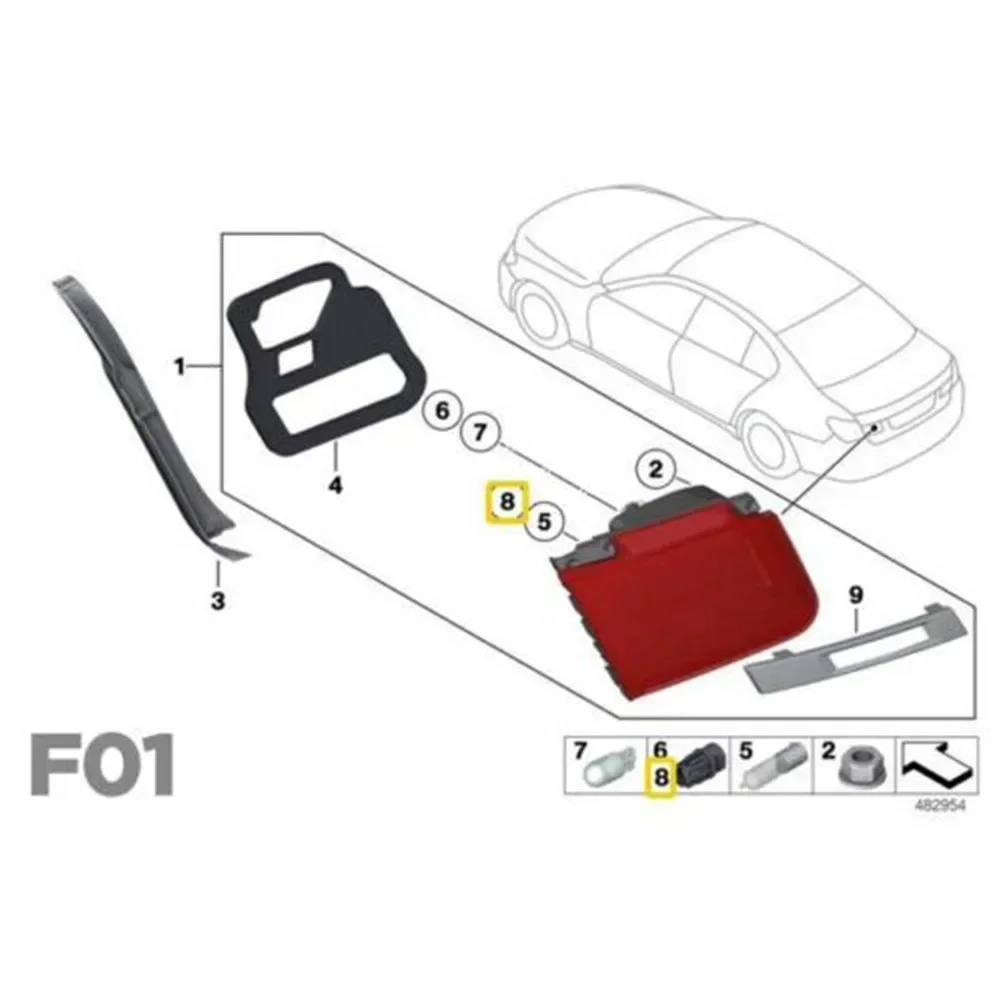 1 Stücke Schwanz Hinten Lampenfassung Für BMW 3 5 7 Serie X6 Z4 E65 E66 F30 F31 63117407330   Ersatzzubehör