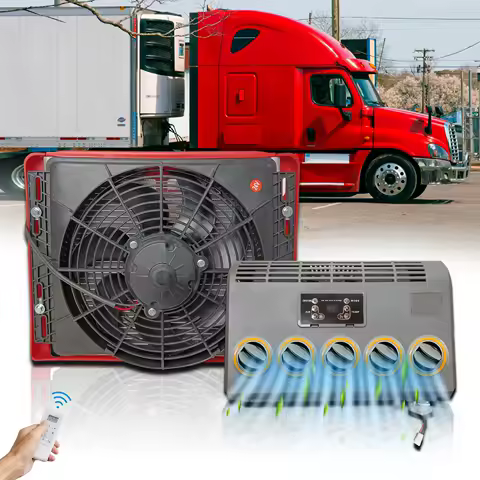 Treeligo 24V RV Electric Air Conditioner Universal Cage Design Split AC Unit 13500BTU for Caravan Truck Construction Excavator