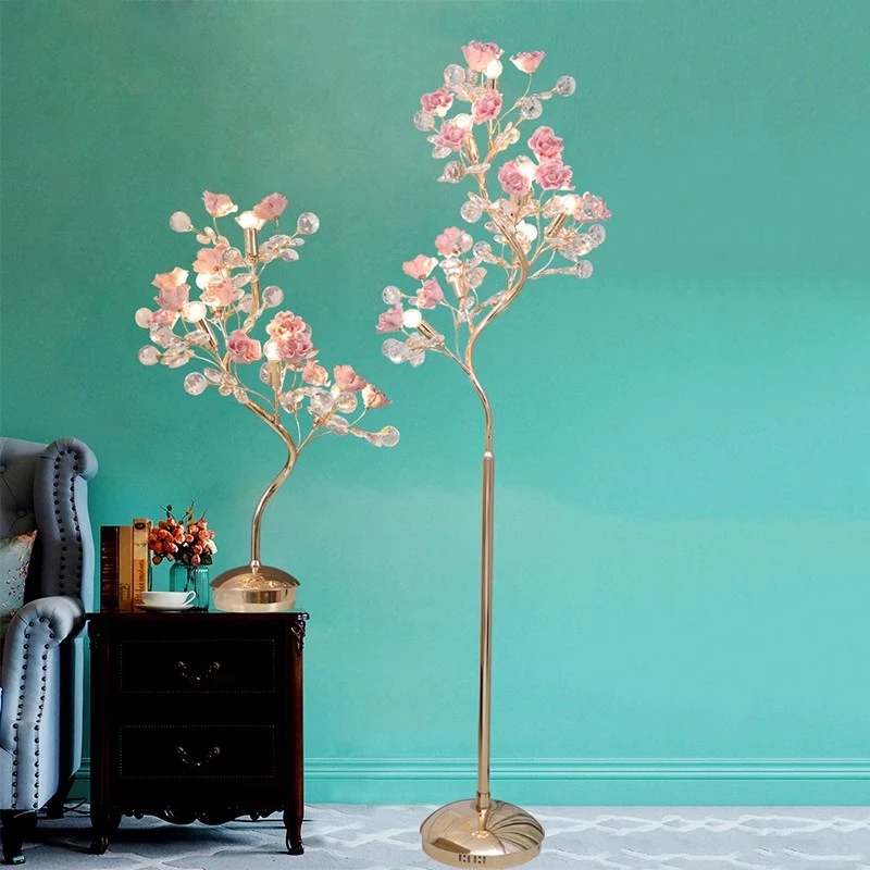 Art designer living room floor lamp ceramic flower floor lamp luxury color ceramic standing