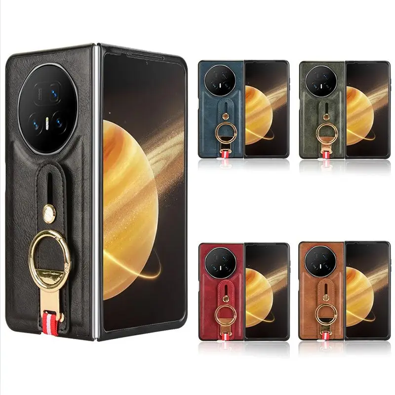 

Aurora For Honor Magic V5 5G Multi-function with wrist strap Camera protection Leather Back Cover For Honor Magic V5 5G Shell