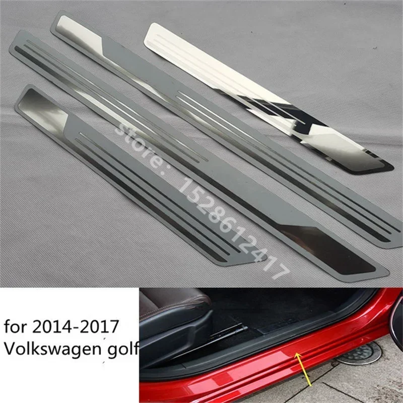 For Volkswagen Golf 7/6 MK7 MK6 2010-2018 Door Sill Scuff Plate Trim Stainless Threshold Kick Pedal Stickers Car Accessories