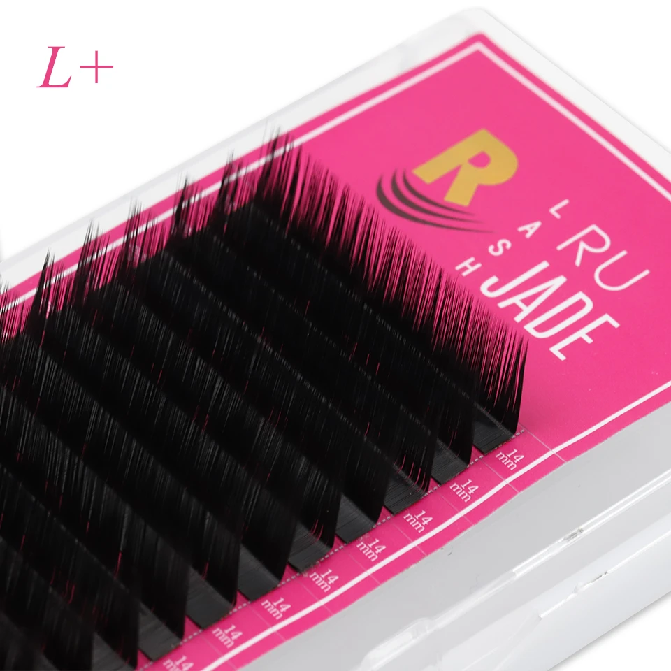 L+/LU(M) Curl False Eyelash Extensions Faux Mink Lash Individual Eyelashes Matte Black 8-15mm Mixed Soft N/L Shape Makeup Lashes