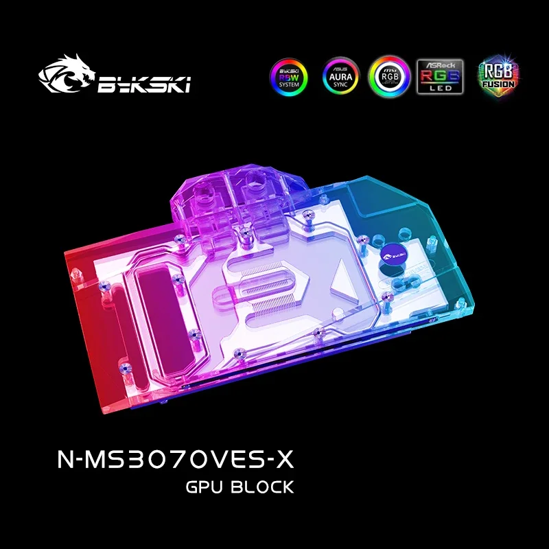 Imagem -04 - Bykski N-ms3070ves-x Bloco de Água Gpu para Msi Rtx 3070 Ventu 3x 8g oc Rtx3070 3060ti Ventu 2x 8g Placa de Vídeo Refrigerador de Água