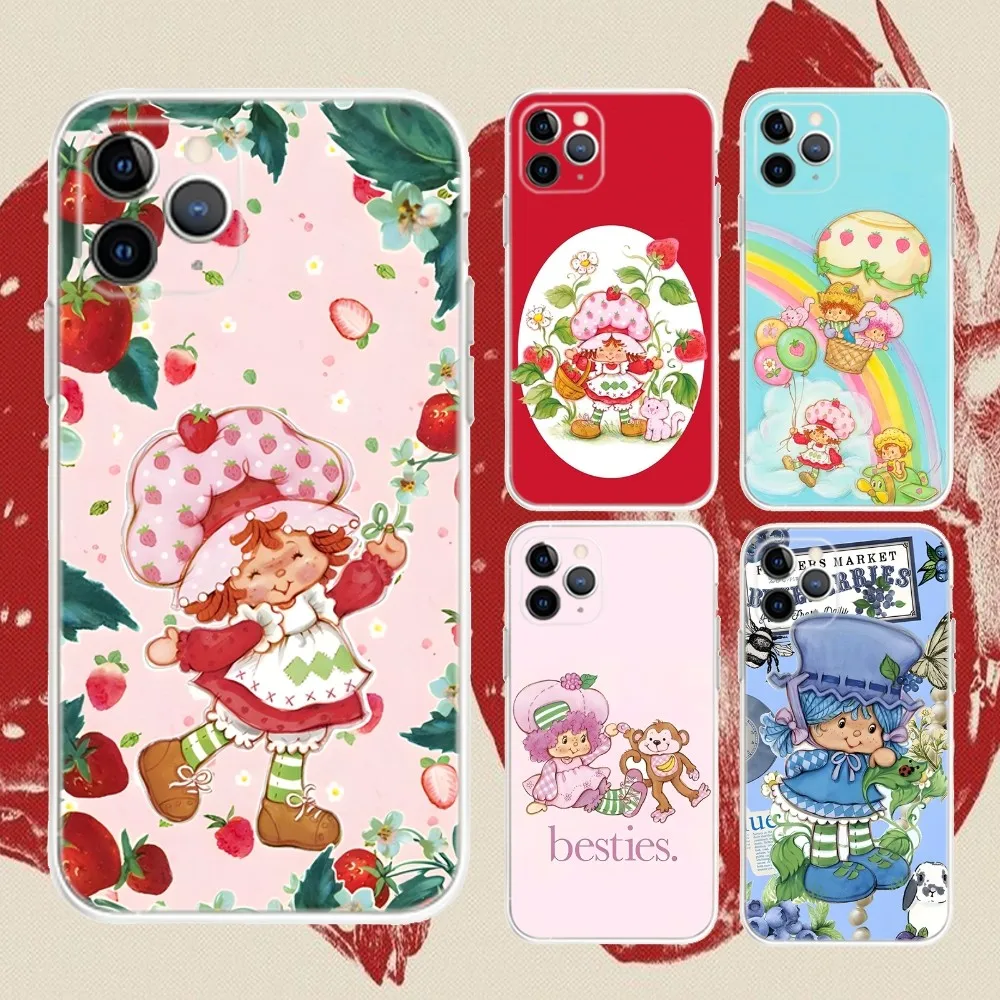 S-Strawberry Cute S-ShortcakeS Phone Case For iPhone 16,15,14,13,12,11 Plus,Pro,Max,XR,XS,X,7,8 Plus,SE,Mini Transparent Soft