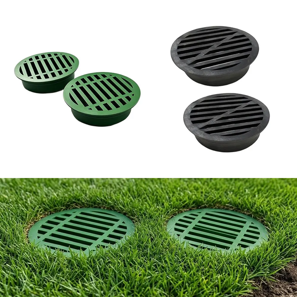 2pcs 4 Inch Round Plastic Drain Grate Set For Lawn Walkway Patio Drain Cover Outdoor Water Management System Accessories