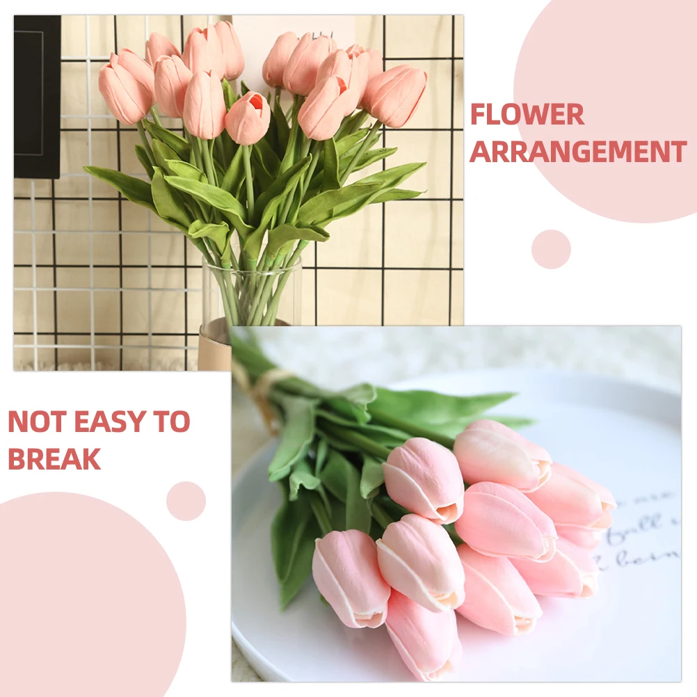 

10 Pcs Simulation Tulip Office Decor Artificial Tulips Flowers Ceramics Pu Simulated Bouquet Fake Realistic Bride