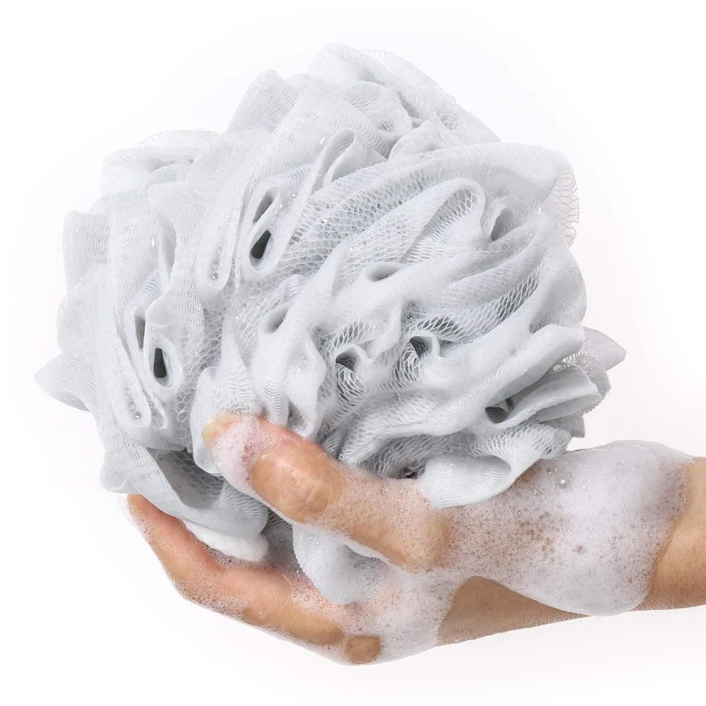 Mesh Bath Sponge Loofah Shower Pouf Body Wash Scrubber Puff Exfoliating Scrunchies for Women and Men Pack of 4