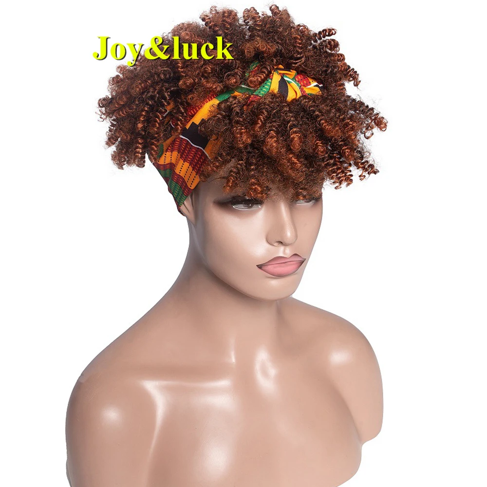 Synthetic Afro Kinky Curly Headband Wig Colored Hair Band High Quality Wigs With Bangs For Women Daily Use