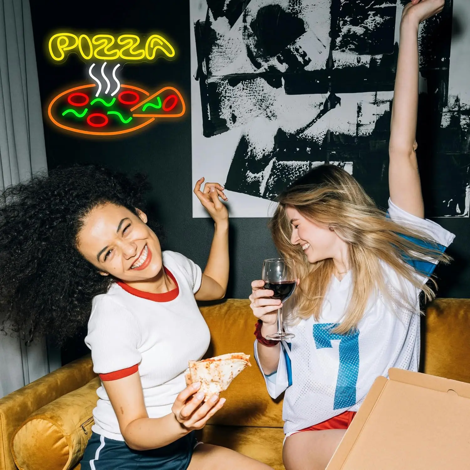 Pizza Neon Sign USB Dimmable LED Neon Light for estaurant Art Wall Store Home Kitchen Party Decoration Business LED Sign