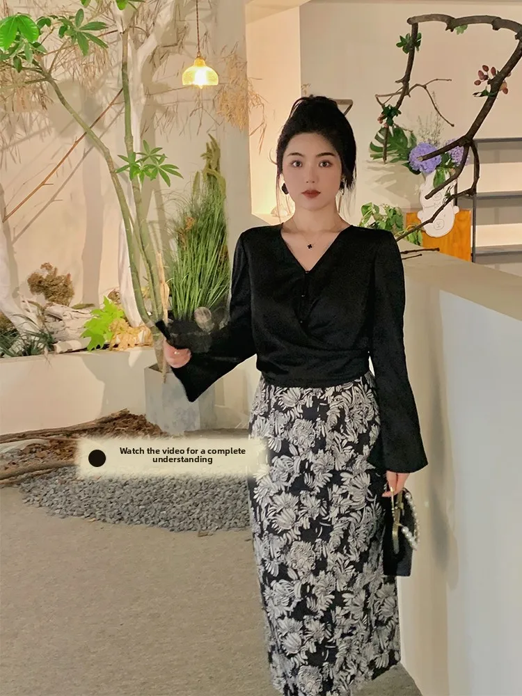

plus Size Women's Long Sleeve Shirt New Chinese Style Versatile Early Autumn Top by Apa Polyester Fiber Loose Fit French Style