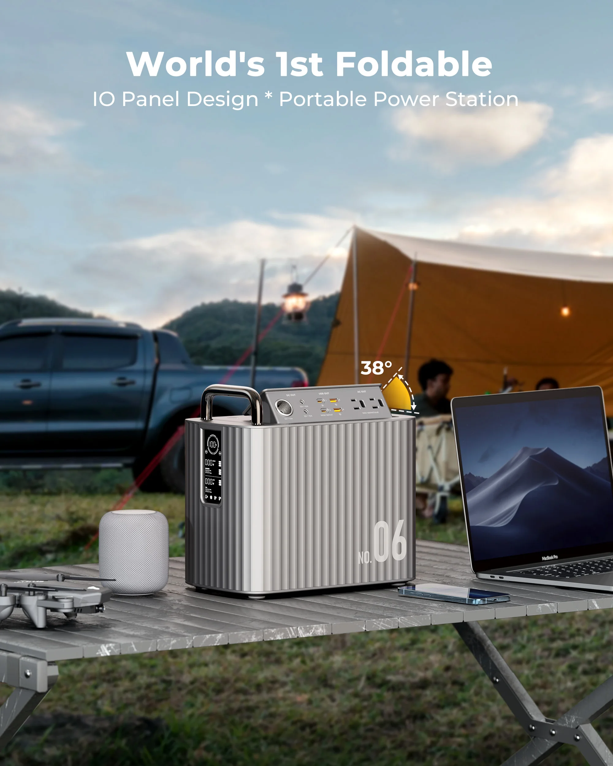 VOLTME HK600 Portable Power Station 577Wh Solar  Lithium Battery Pack W/110V/600W AC Outlet for Home Emergency Outdoor  Camping