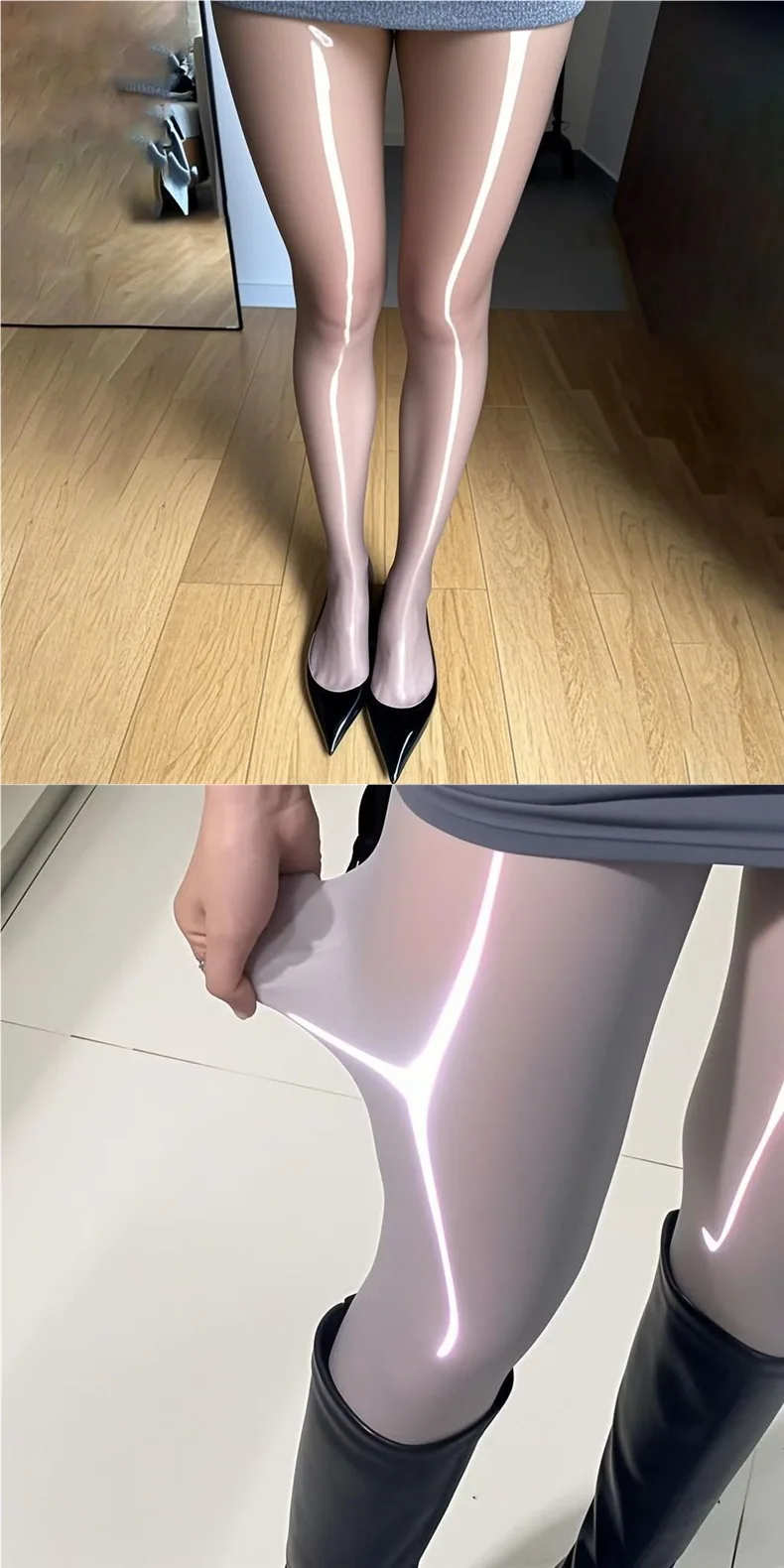 1 Packung glänzende Strumpfhosen für Damen in Übergröße, sexy Pferdeöl-Strumpfhosen, Leggings, nahtlos, hohe Taille, elastisch, durchsichtig, glänzende Strümpfe, Socken – Detail 1