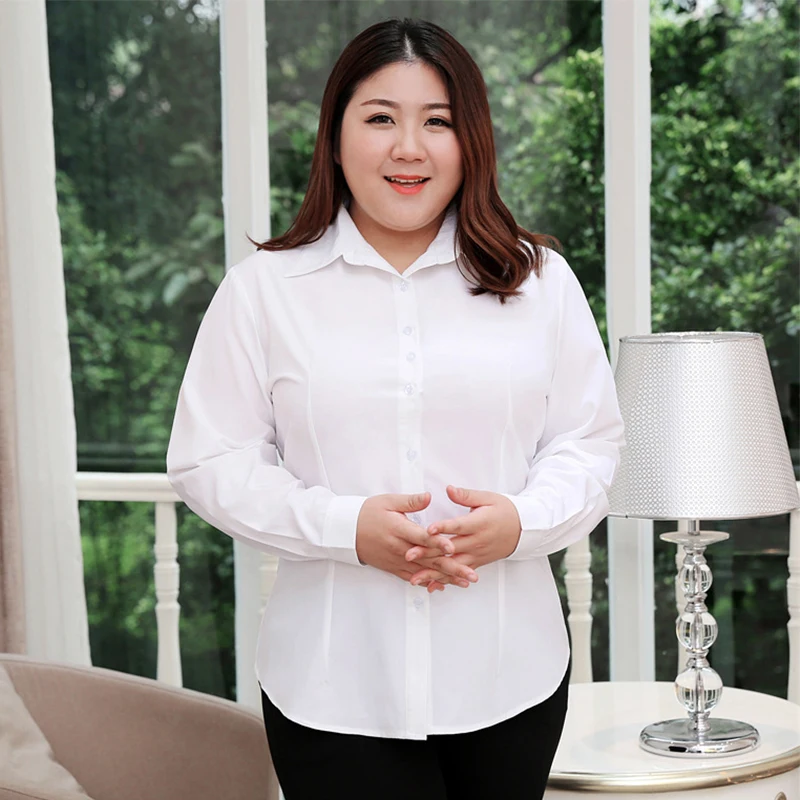 Plus Size Blouse White Shirt Women 2024 Spring Fashion Plus Size Women Clothing Solid Basic OL Womens Tops 4xl 5xl 6xl Blouses