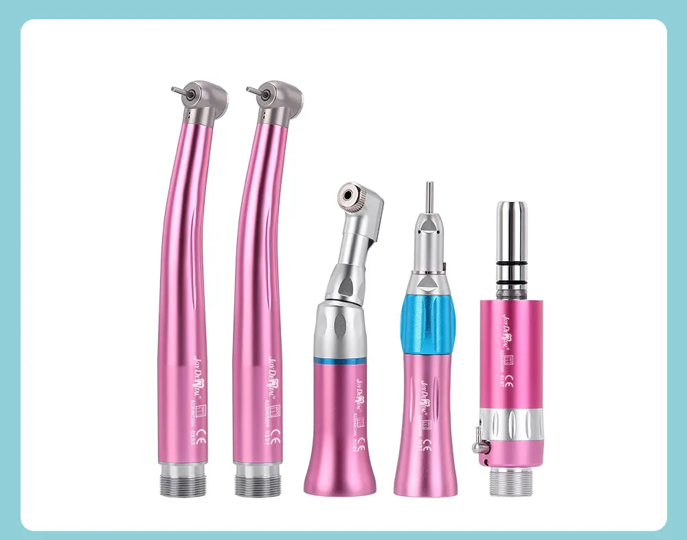 JOY DENTAL Dental Color Handstück-Set mit hoher und niedriger Geschwindigkeit, Druckknopf, Winkelstück, Einweg-Wasserspray, Luftturbine, 2/4 Löcher – Detail 11