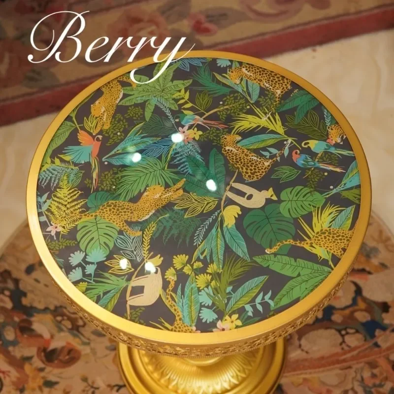 ‌Light Luxury Vintage Side Table, Round Coffee Table for home, Bedside Storage Cabinet with Drawers, High-End Home Decor Accents view 2