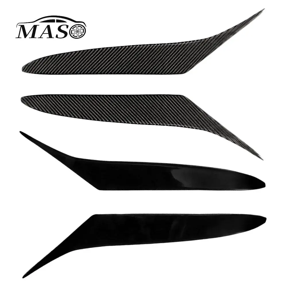 

2pcs Black Car Headlight Eyebrow Eyelid Trim Cover ABS Black/ Carbon Fiber for Mazda RX8 Coupe 2004 2005 2006 2007 2008