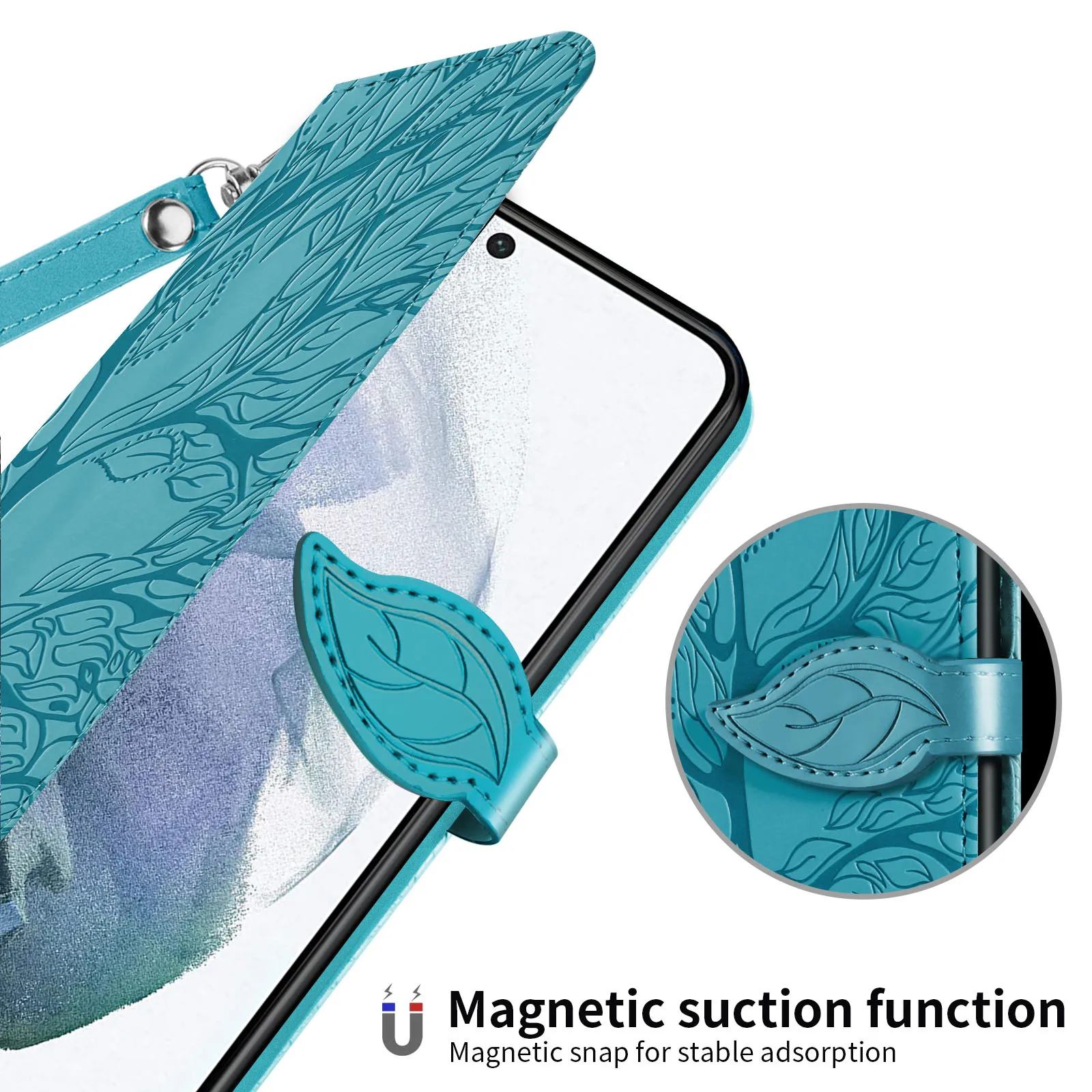 Card Slot for Samsung S23 Ultra Case Buckle with Lanyard Flip Leather Cover for Galaxy A54 A34 A24 A14 A73 A53 A33 S22 Plus