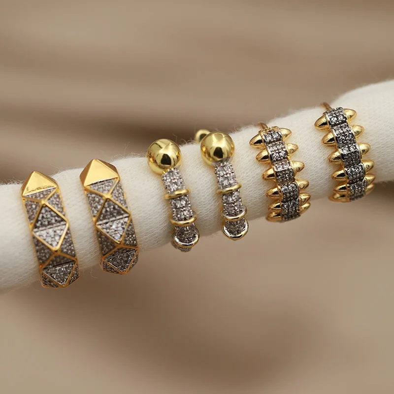 Novo design de visão cristal geométrico contas brincos para mulheres moda marca jóias zircônia brincos exclusivos