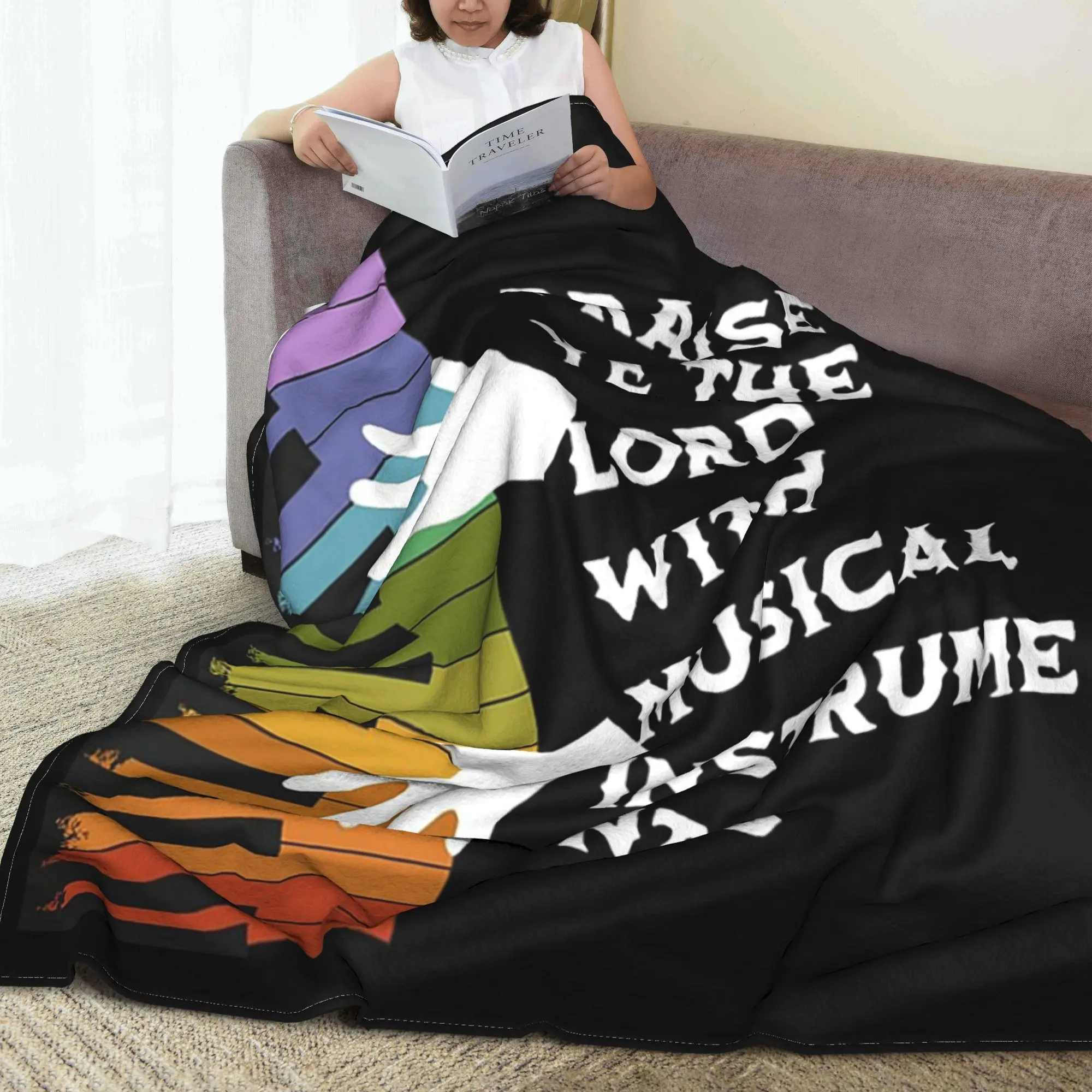 Praise ye the Lord with musical instruments Blanket Flannel Sofa Throw Blanket for Couch Bedding Office Throws Bedspread Quilt