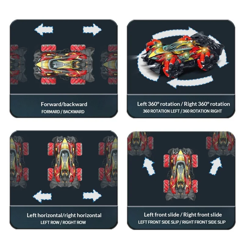 RC 스턴트카 4륜구동 스프레이 제스처 센싱 2.4G 무선 조종 자동차 LED 라이트 드리프트 스턴트 RC 자동차 남자아이 장난감
