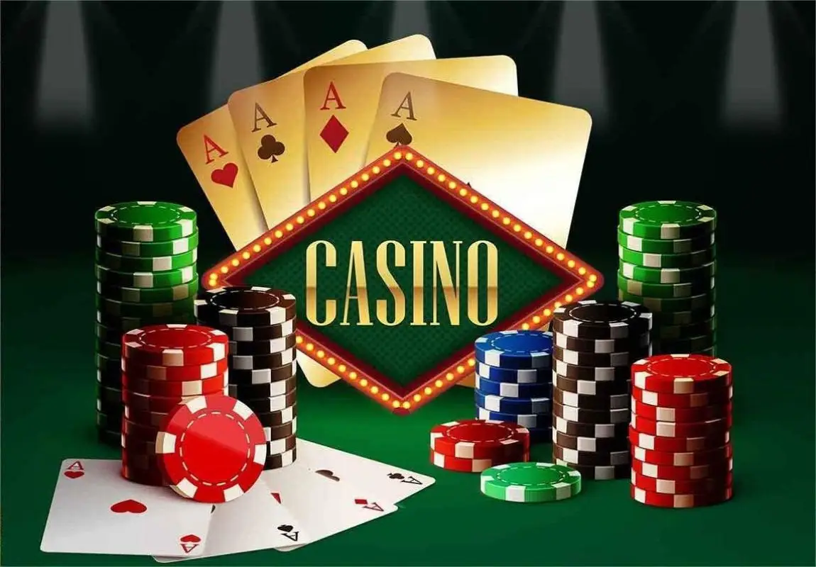 Green Casino Backdrop for Birthday Party Decorations Blue Casino Chips Playing Cards Backgrounds Banner Club Poster Photography