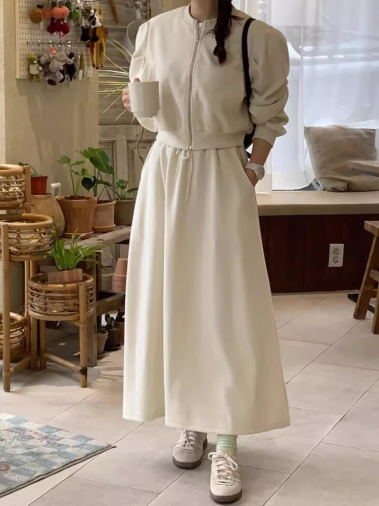 

Ele Осенняя новинка Sle ort Hoody Jaet, женская юбка трапециевидной формы с высокой талией, комплект Faionable Commute Sle Long Sve