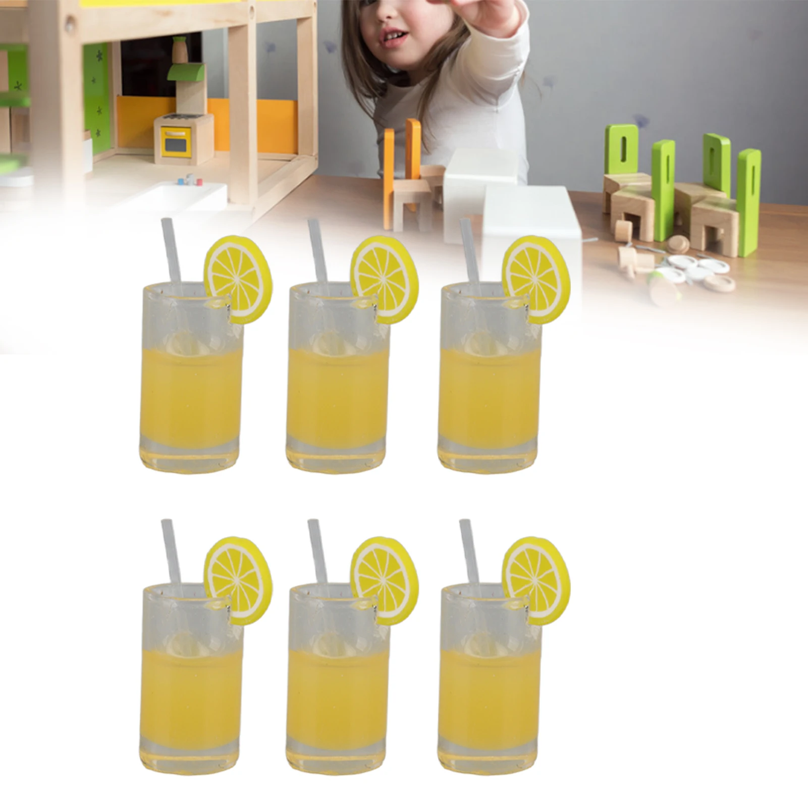 

ZK20 20Pcs Dollhouse Lemonade Cup Resin Vivid Details Miniature Cup Set for 1:12 1: 6 Doll House
