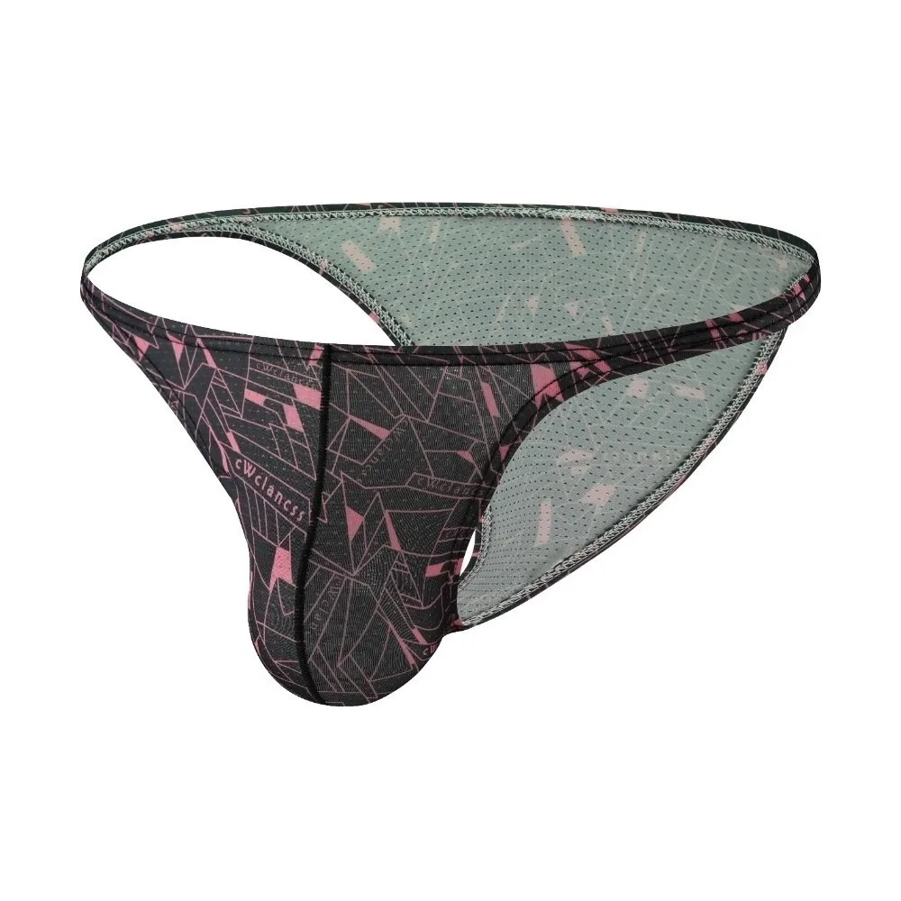 Comfortable Low Waist Male Underwear Mesh Fashion Men Briefs Moisture Wicking Breathable Geometric Pattern Panties Daily