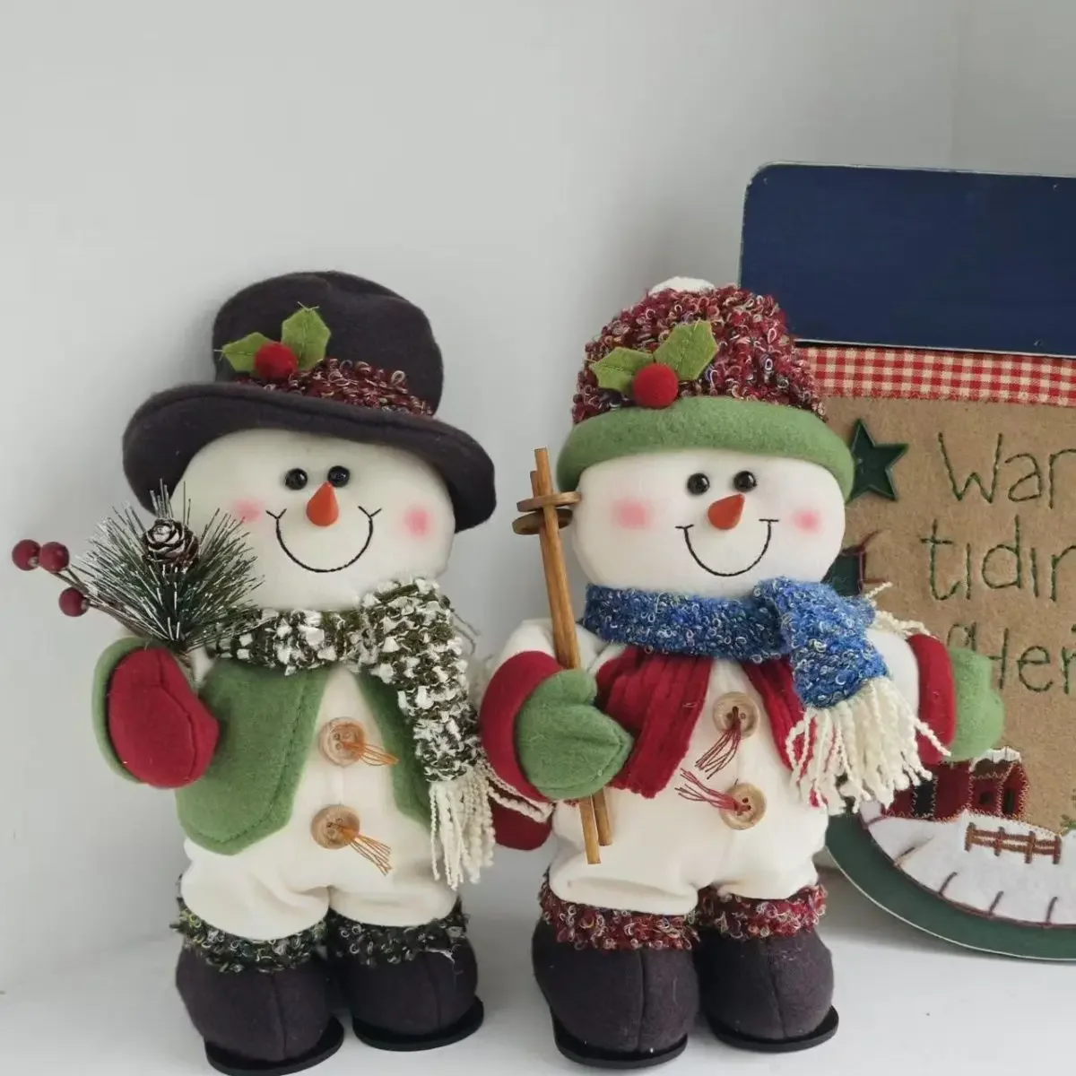 Red Wool Artist Creative Christmas Snowman Decoration Ornament Retro Fashion Holiday Table Layout Essential Nostalgic Doll