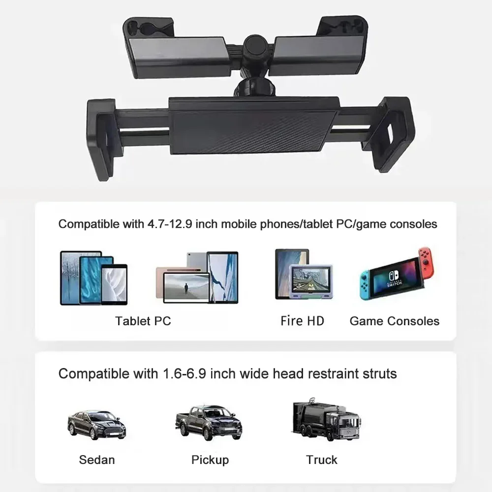 Poggiatesta per Auto supporto per Tablet clip supporto per Tablet rotante a 360 gradi supporto per telefono cuscino per sedile posteriore automatico per iPad 4.7-12 pollici