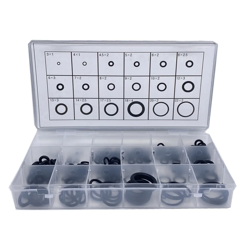 225pcs Rubber O Ring O-Ring Washer Seals Watertightness Assortment Different Size With Plactic Box Kit Set