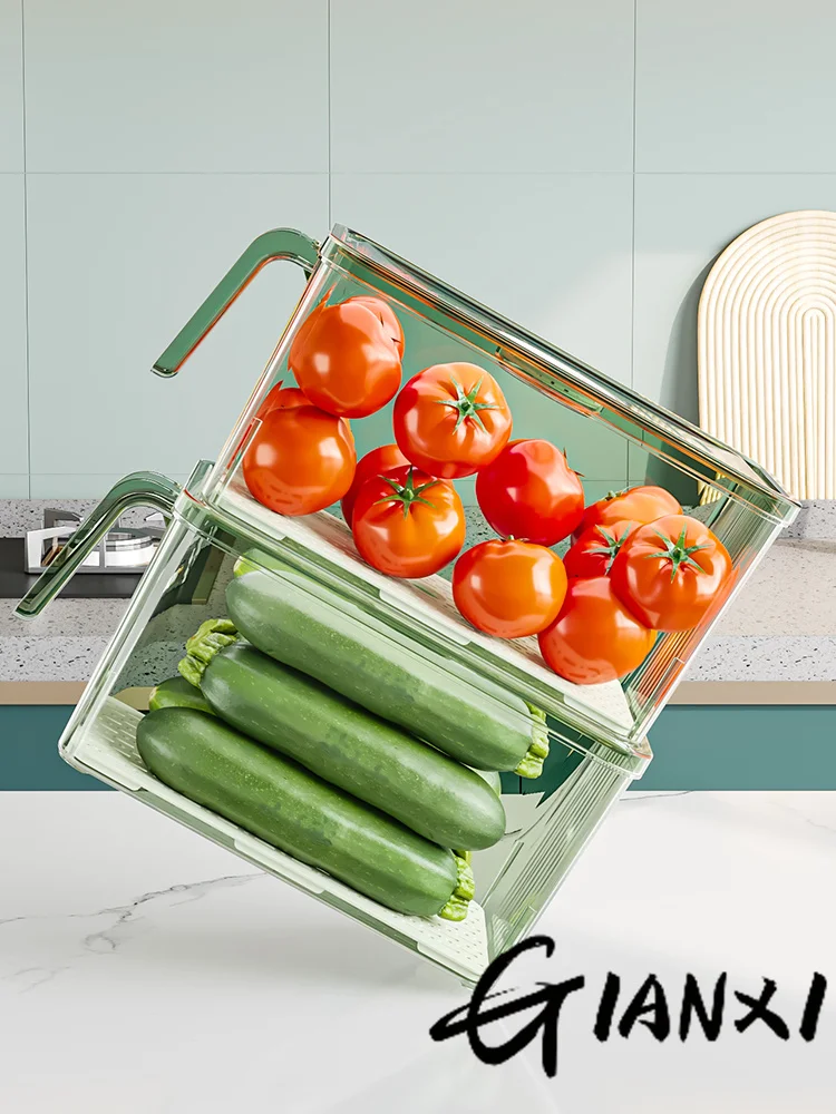 GIANXI Refrigerator Storage Box Food-grade Kitchen Special Storage Box Food Fruit And Vegetable Fresh-keeping Box