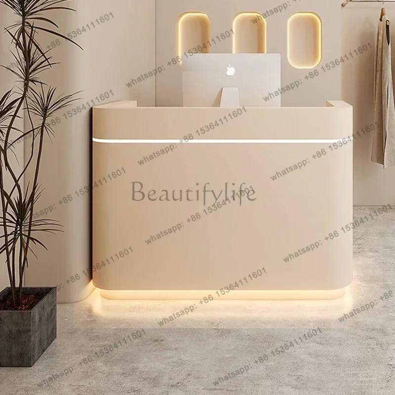 Factory Direct Sales Cream Style Clothing Store Reception Desks Simplicity Modern High-end Reception Desks Beauty Salon Office F