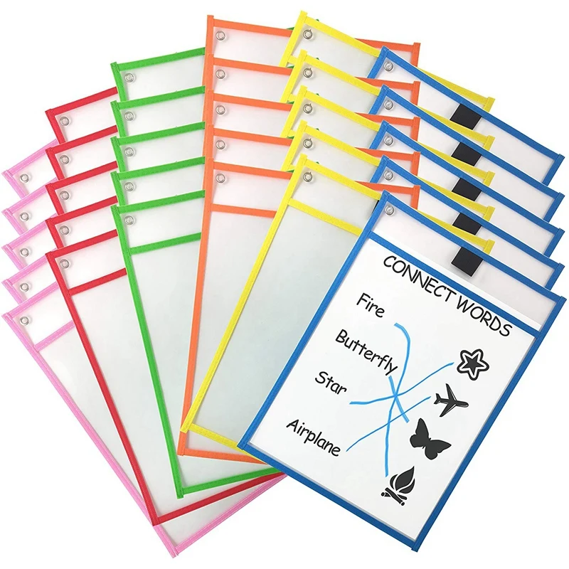 20X Dry Erase Pockets Pockets Perfect Classroom Organization Reusable Dry Erase Pockets Teaching Supplies