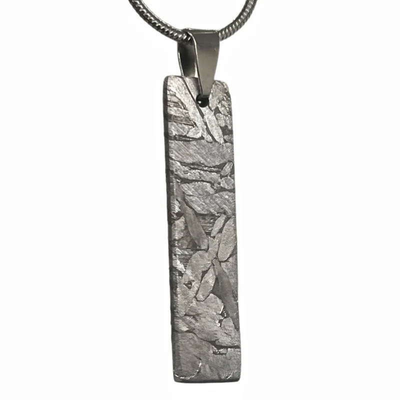 Natural Muonionalusta Meteorite Pendant Slim Long Strip Precision Cutting Meteorite Slice Necklace Cosmic Collectible Gift LK588