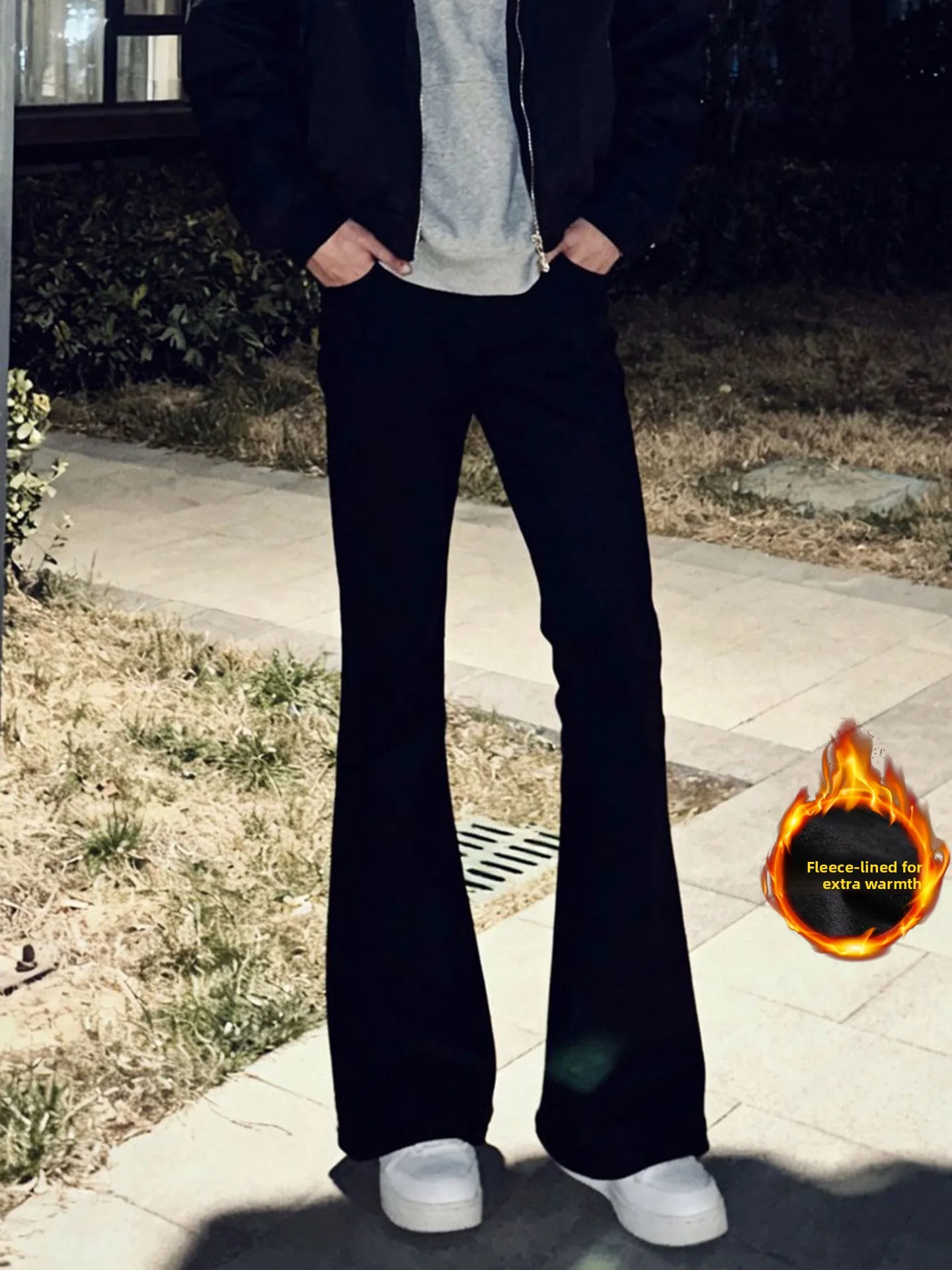 

Мужские джинсы Bla Fce с высокой талией, осенне-зимние, удлиненные, с эффектом удлинения ног, Cleanfit, расклешенные, прямого кроя