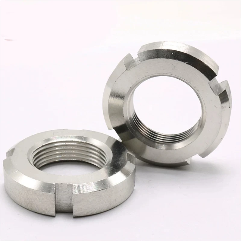 304 Stainless Steel M10 M12 M14 M16 M18 M20 M22 M24 M25 M27 M30~M60 Slotted Lock Nuts Round Nut Four Slot Nut Locknut Slotted
