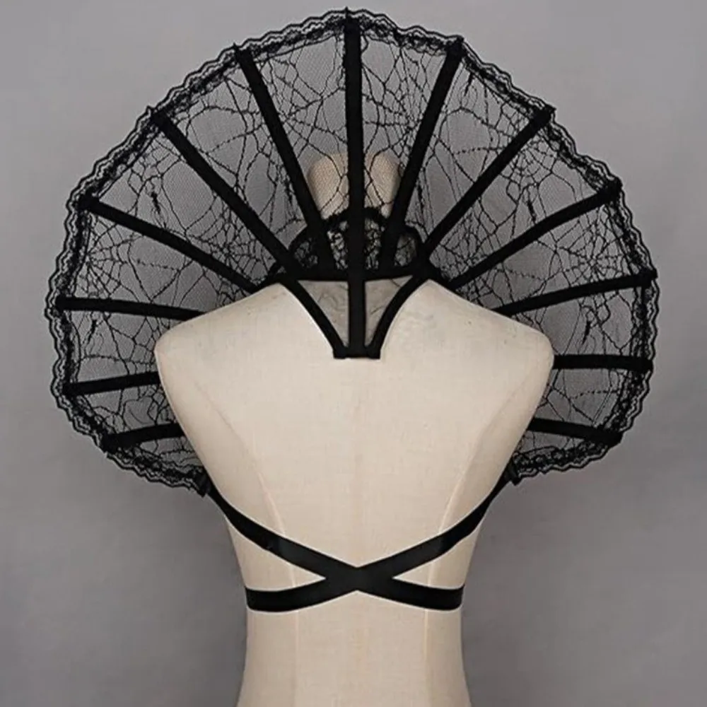 Spitzen-Viktorianischer Stehkragen, Renaissance-Netzstoff, Königin-Cosplay-Umhang, mittelalterliches Design, gotische Halloween-Kostümaccessoires – Detail 9