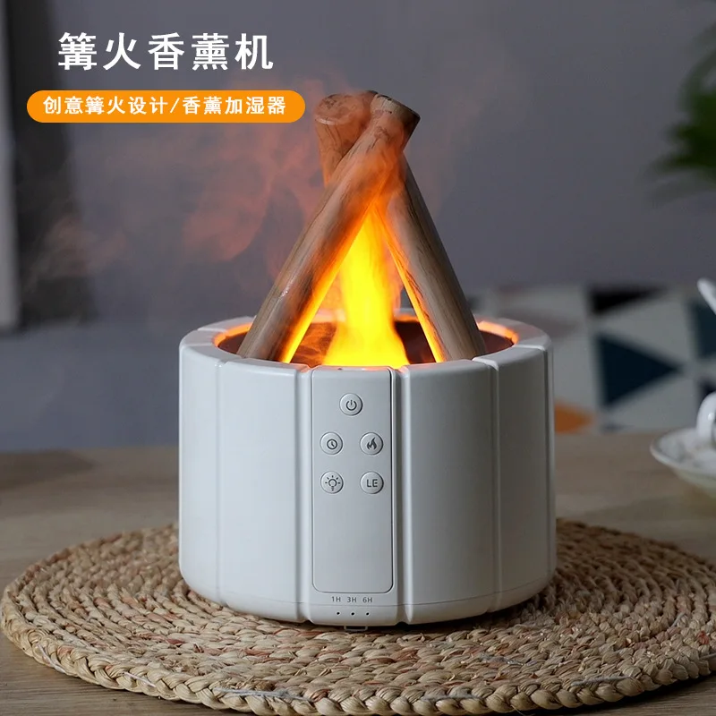 Simulated flame aromatherapy machine Household small desktop large fog volume humidifier Fragrance diffuser essential oil