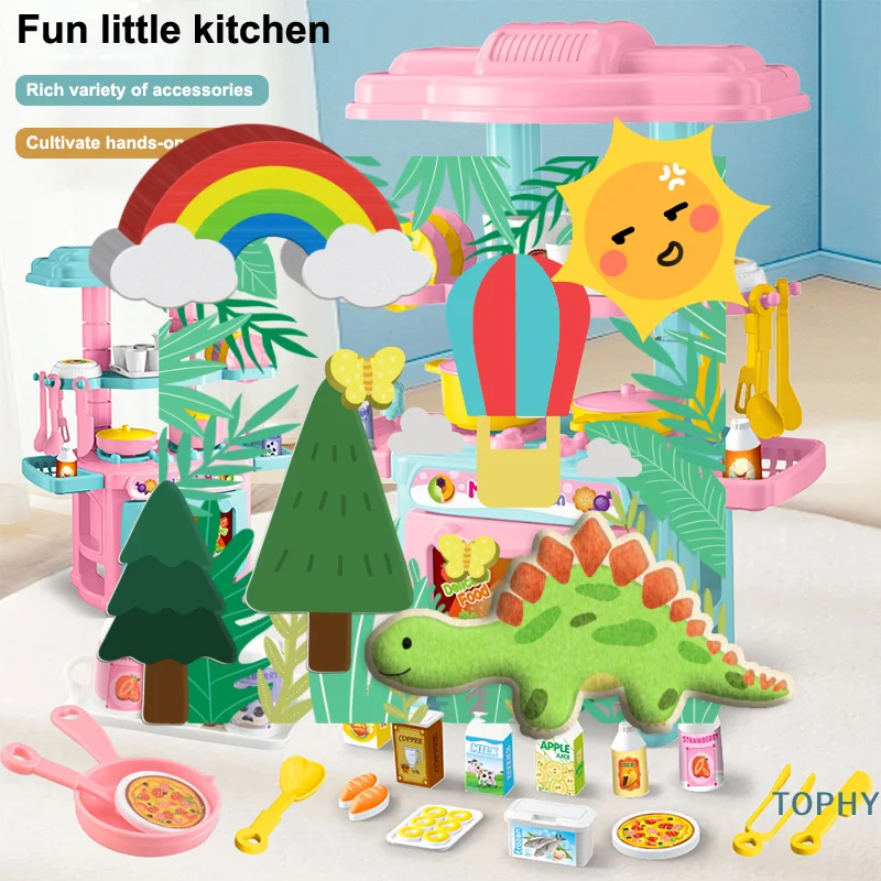 مجموعة ألعاب مطبخ بيت الدمى التظاهري، ألعاب طعام مصغرة، هدية عيد ميلاد للأطفال #1