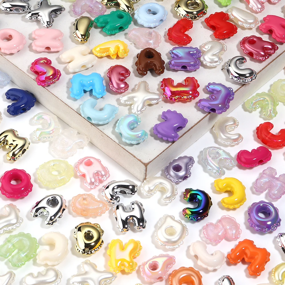 10pcs Colorful Balloon Wavy Edge Acrylic Beads Loose Letters Bead for DIY Handcraft Accessories Early Education Materials view 2