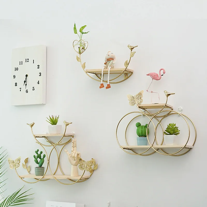 Non-Marking Shelves Iron Ins Creative Simple Nordic Style Wall Hangings Living Room Bedroom Room Restaurant Decorations