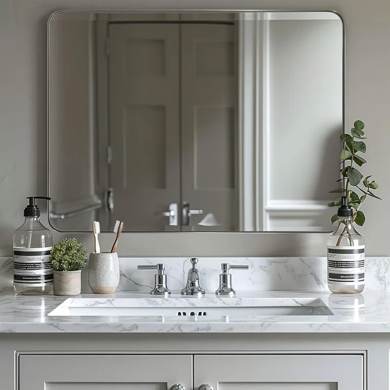 36"x48"Chrome Bathroom Mirror, Large Wall Mirror for Bathroom