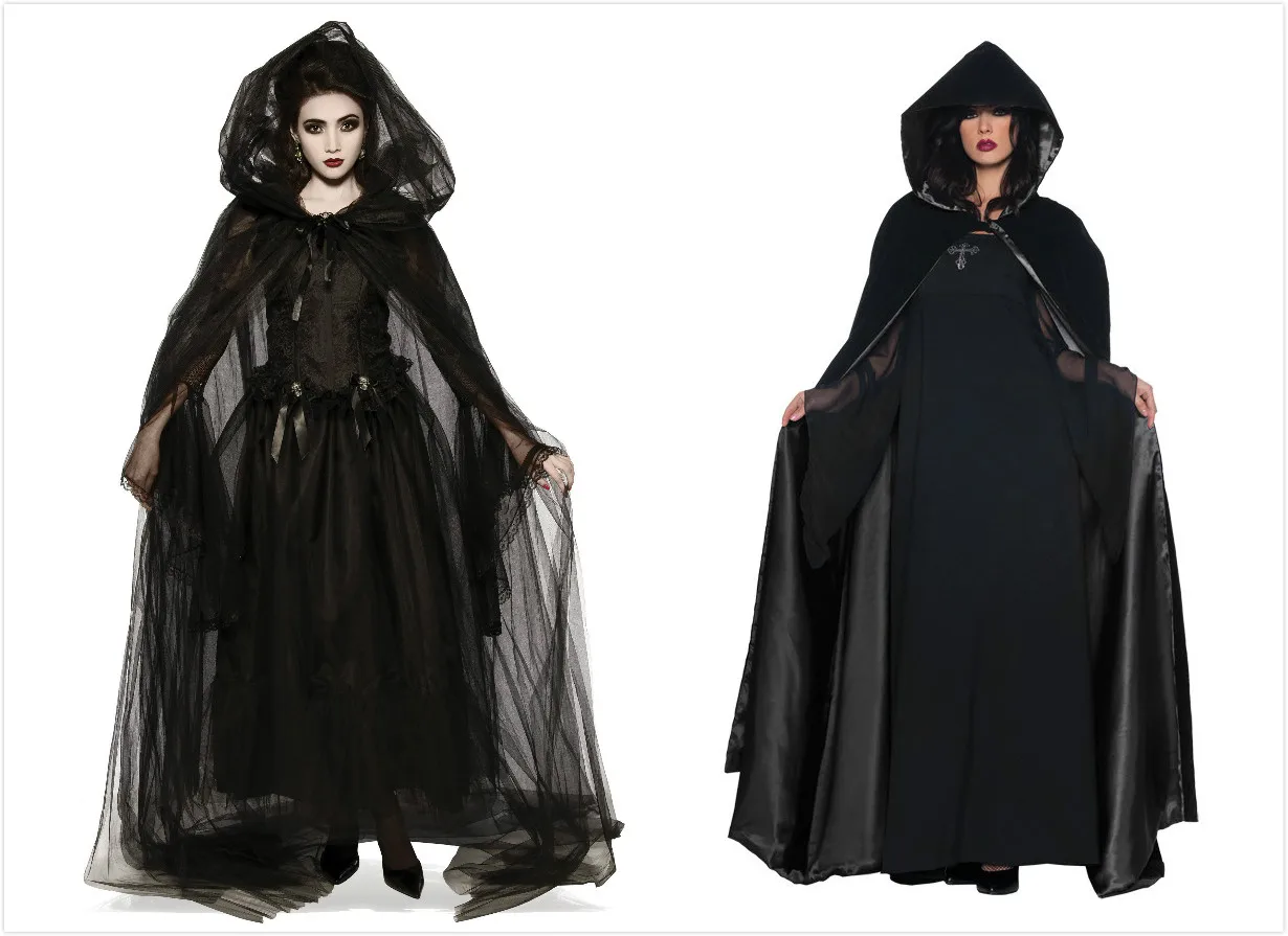 Costume cosplay di grandi dimensioni loween Death God Hell Strega Diavolo Gonna lunga Bla Robe Costume di scena etnico da strega